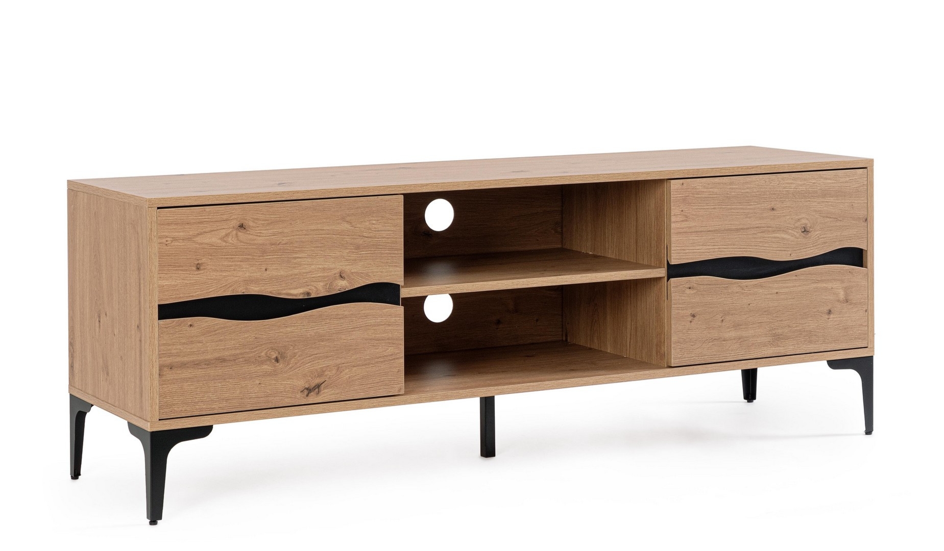 Szafka RTV Melys naturalno-czarna 140x40x52cm PB MDF stal Bizzotto