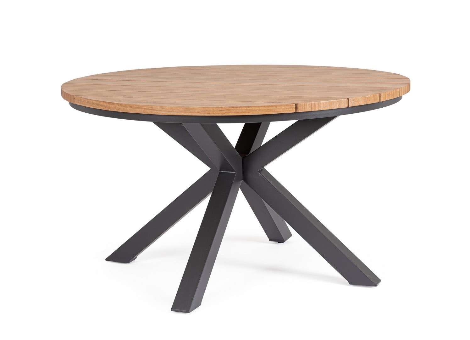 Stół okrągły ZELMAR antracytowy Ø130 aluminiowy z efektem drewna Bizzotto