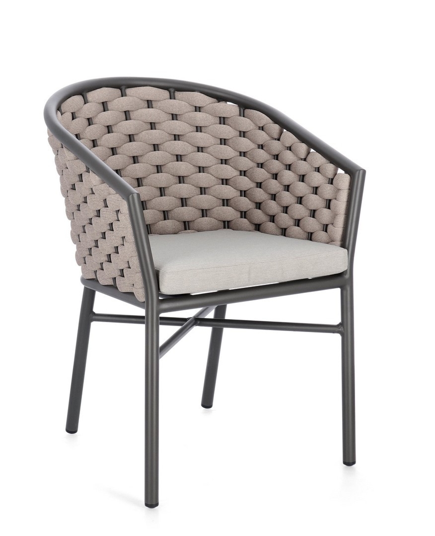 Krzesło ogrodowe MARGALIDA antracyt-beż 57x61 aluminiowe z liną olefinową Bizzotto