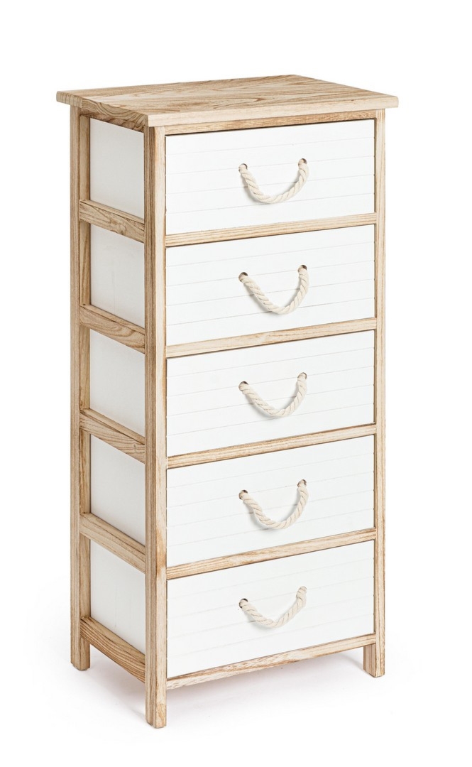 Komoda Yvette biało-naturalna 40x29x90cm paulownia MDF Bizzotto