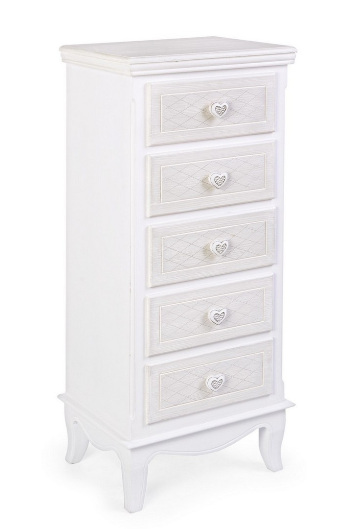 Komoda Charlene biała 40x30x96,5 cm MDF Bizzotto