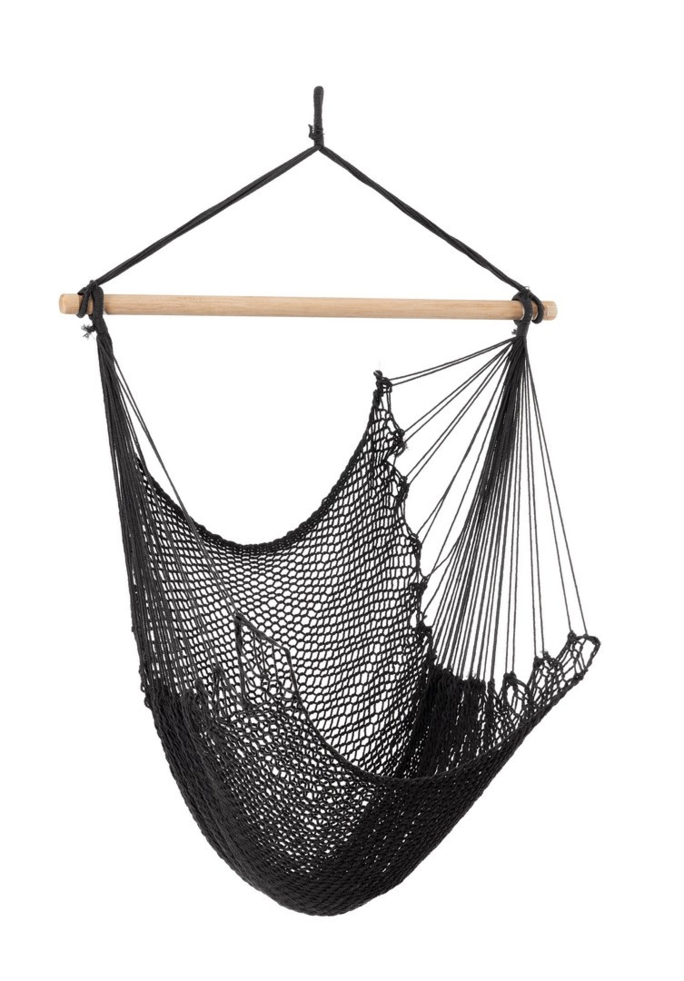 Fotel hamakowy wiszący BENIDORM czarny 100x130 z polibawełny Bizzotto