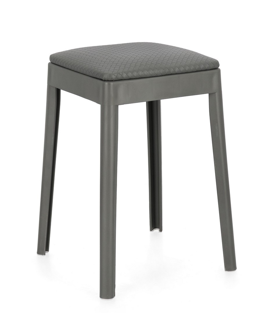 Stołek Scooby ciemnoszary 34x34x49cm PP PU imitacja skóry Bizzotto