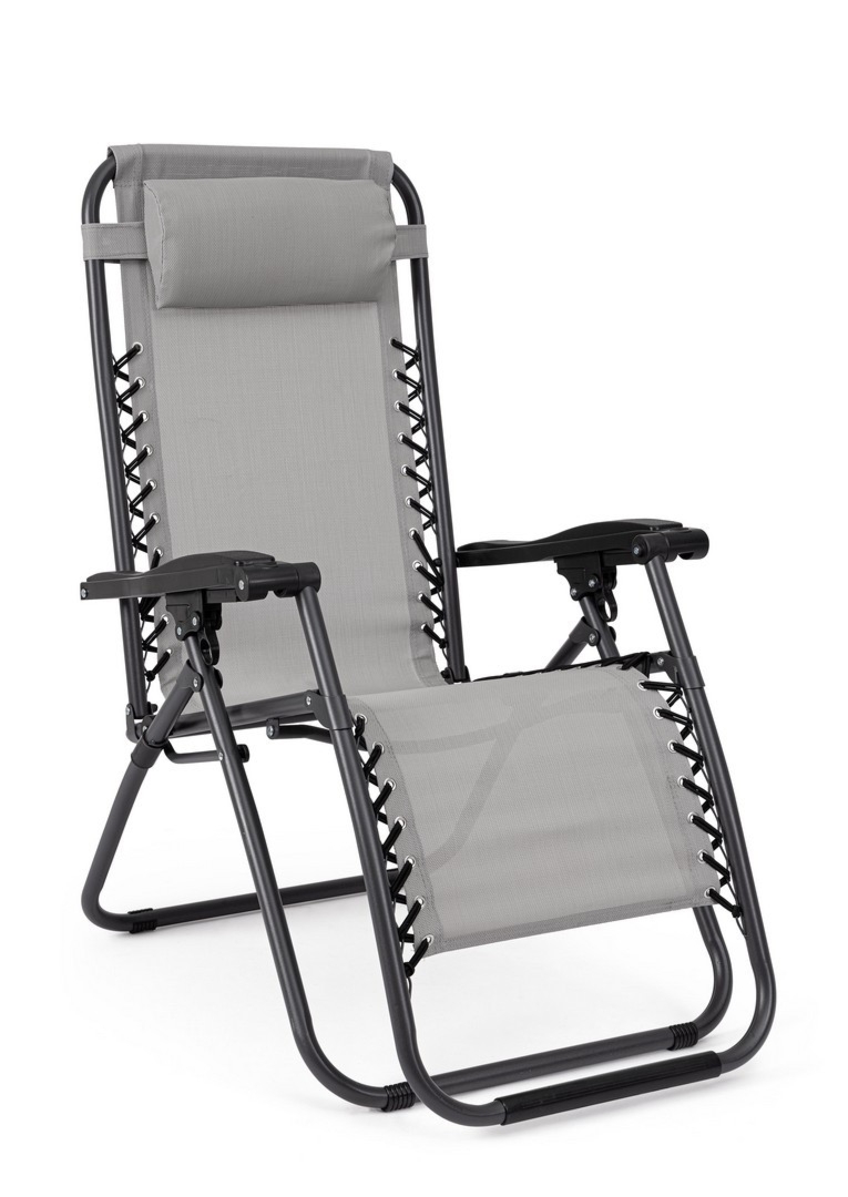 Leżak kempingowy składany SANTANA jasnyszary 177x65 stalowy Bizzotto