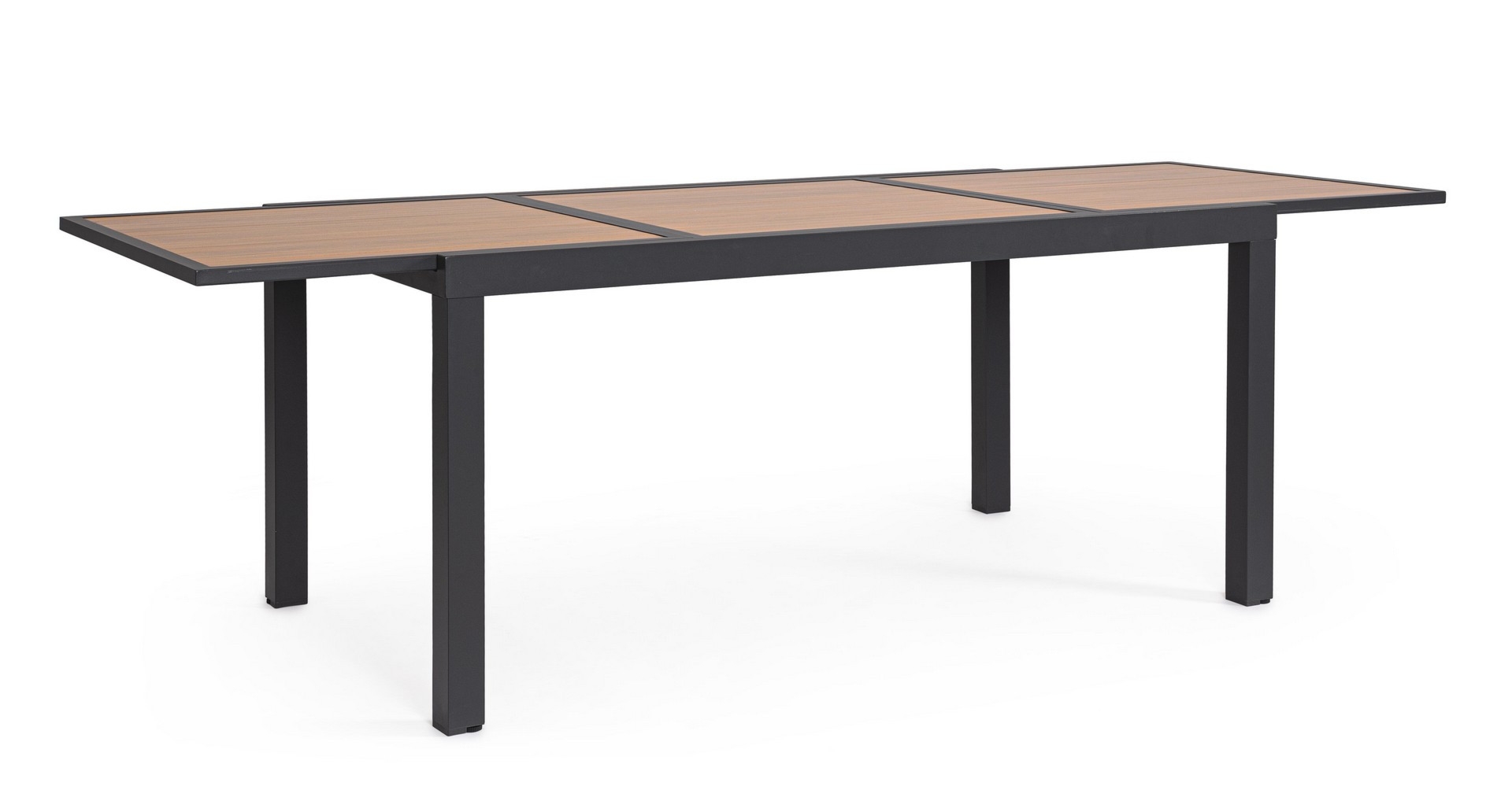 Stół ogrodowy rozkładany HILIJA antracytowy 160/240x90 aluminiowy z efektem drewna Bizzotto