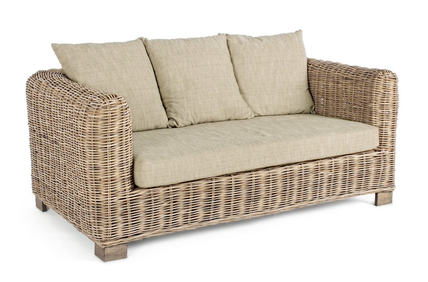 Sofa Fortaleza naturalny 162x90x83 cm rattan drewno mango Bizzotto