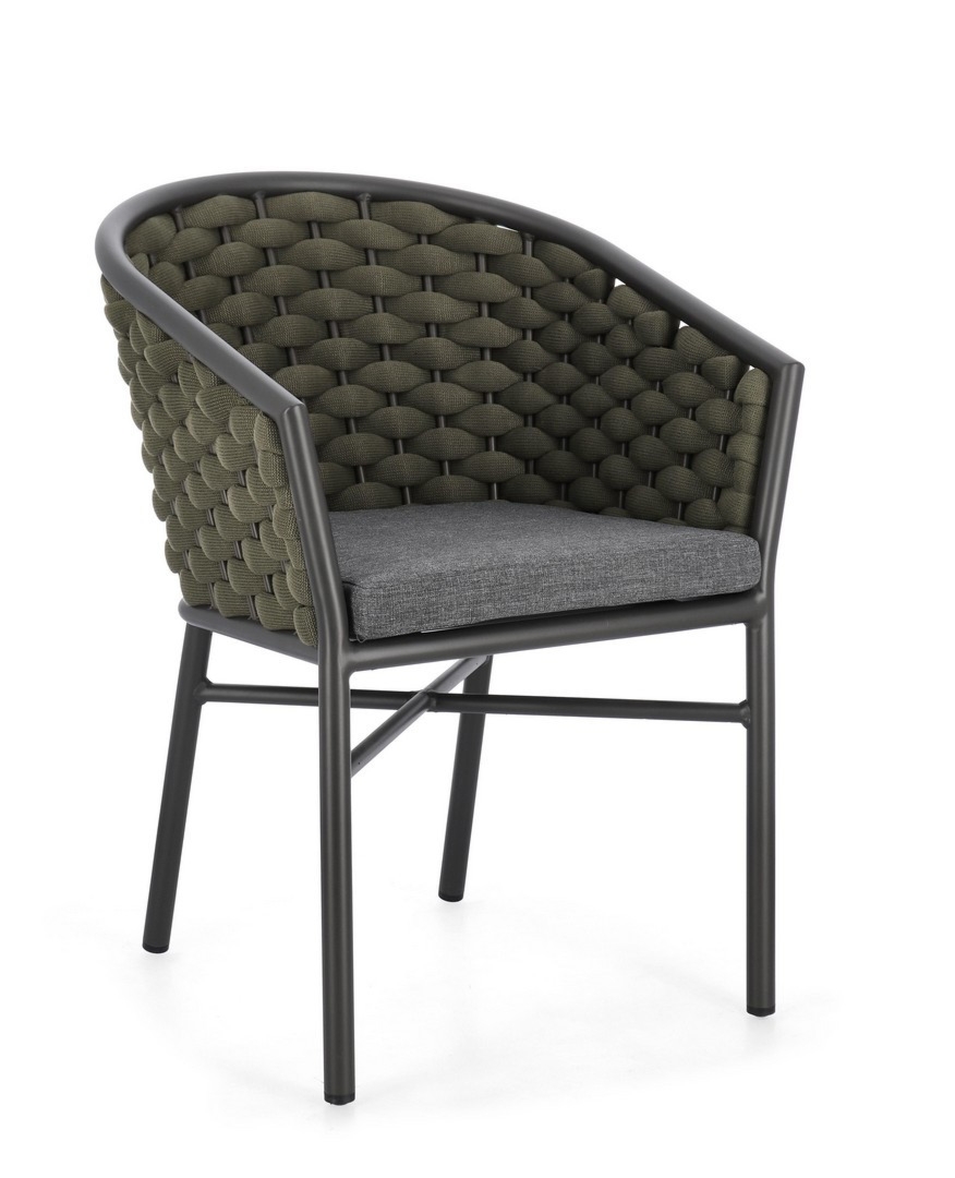 Krzesło ogrodowe MARGALIDA antracytowe / zielone 57x61 aluminiowe z liną olefinową Bizzotto