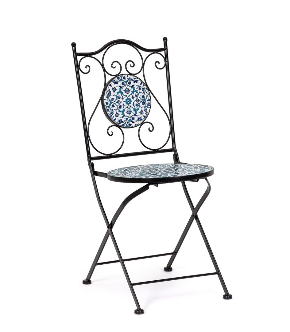 Krzesło ogrodowe SAMOS czarne 38x46 stalowe z ceramiką Bizzotto