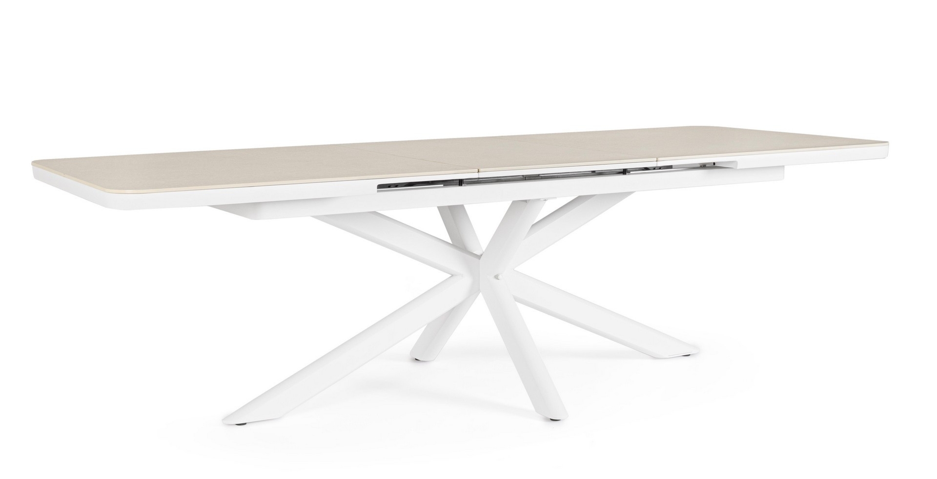 Stół ogrodowy rozkładany PASCAL biały 200-260x100 aluminiowy z blatem ze spieku kwarcowego Bizzotto