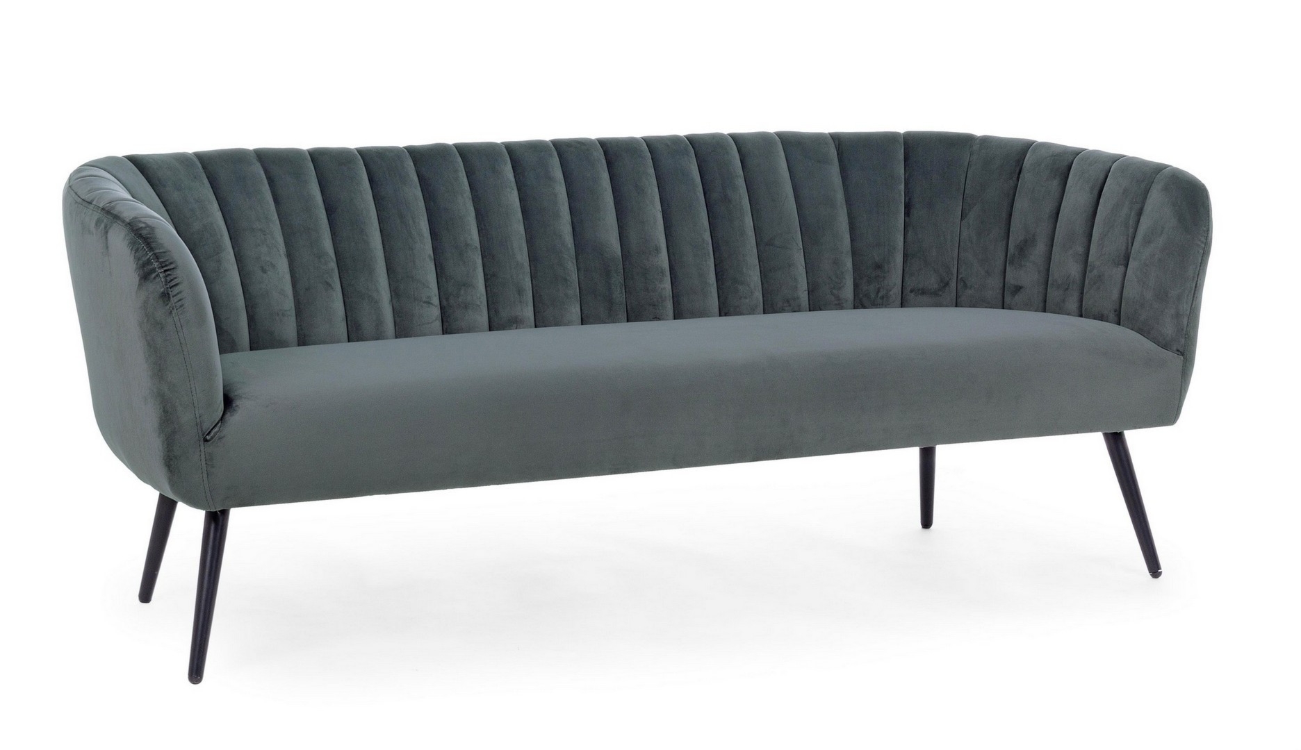 Sofa Avril szara 175x70x68cm PET welwet PU pianka stal epoksydowana Bizzotto