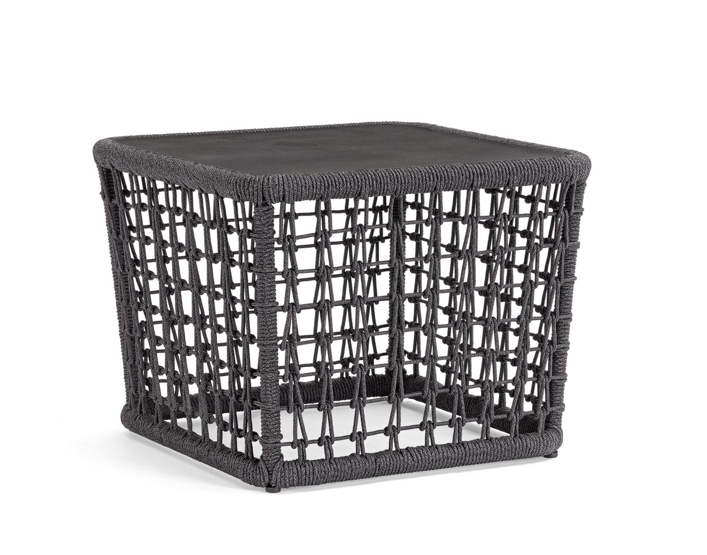 Stolik kawowy KOLLAR antracytowy 60x60 aluminiowy z liną olefinową Bizzotto