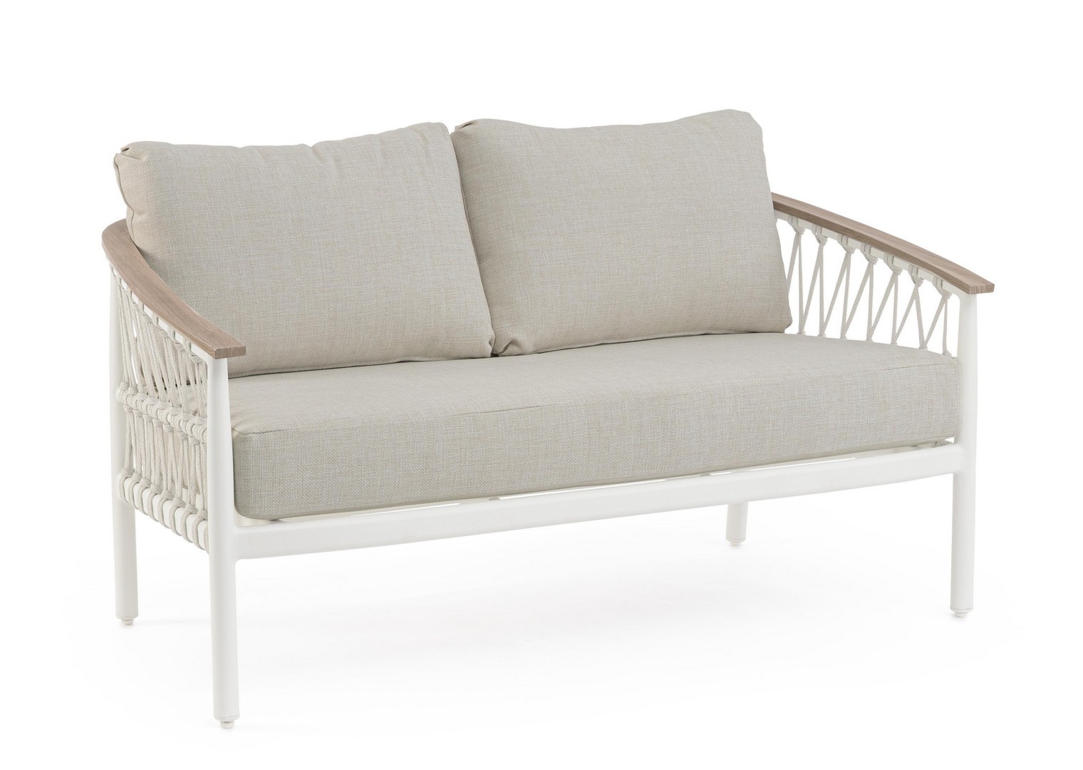 Sofa ogrodowa 2-os FENIX biała 140x75 aluminiowe z efektem drewna Bizzotto