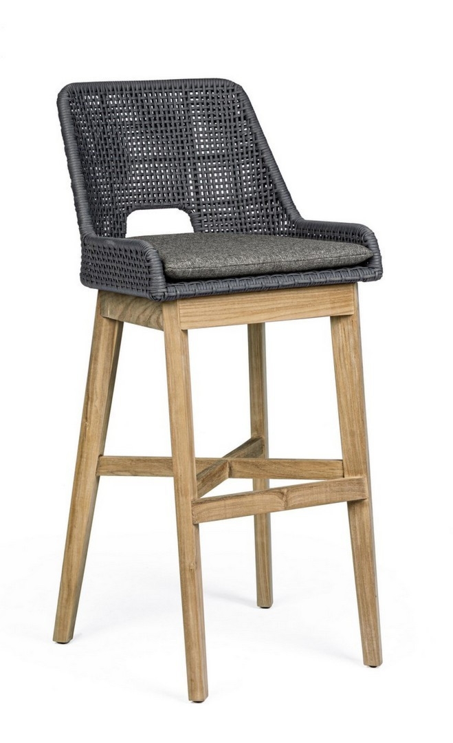 Hoker ogrodowy HESPERIA szary 49x57 z drewna teak z liną olefinową Bizzotto
