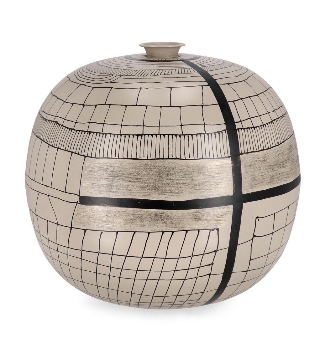 Butelka ręcznie wykonana SIVA beżowa Ø39 ze szkła Bizzotto