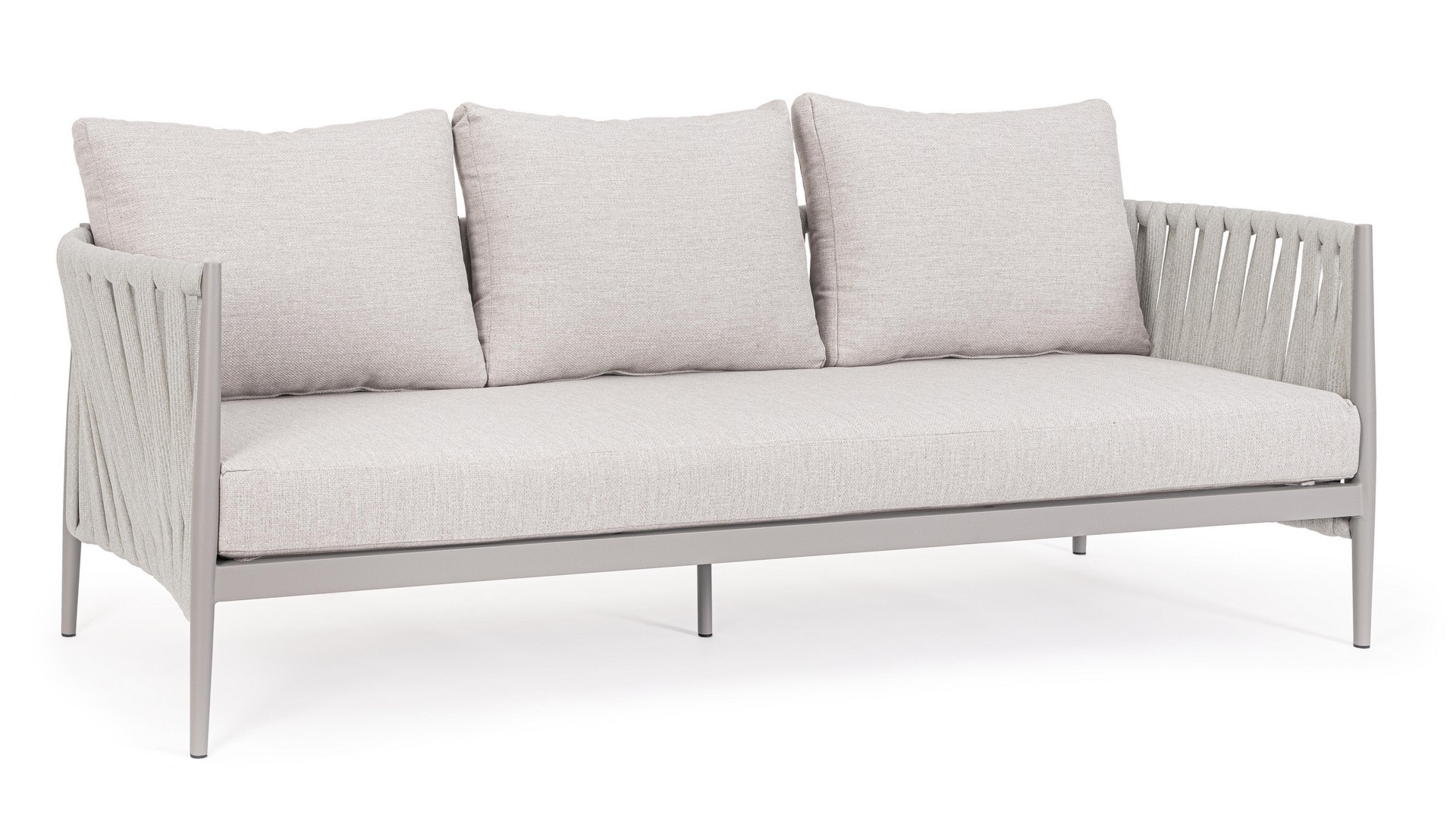 Sofa ogrodowa 3-os JACINTA beżowa 231x83 aluminiowa z liną tetoronową Bizzotto