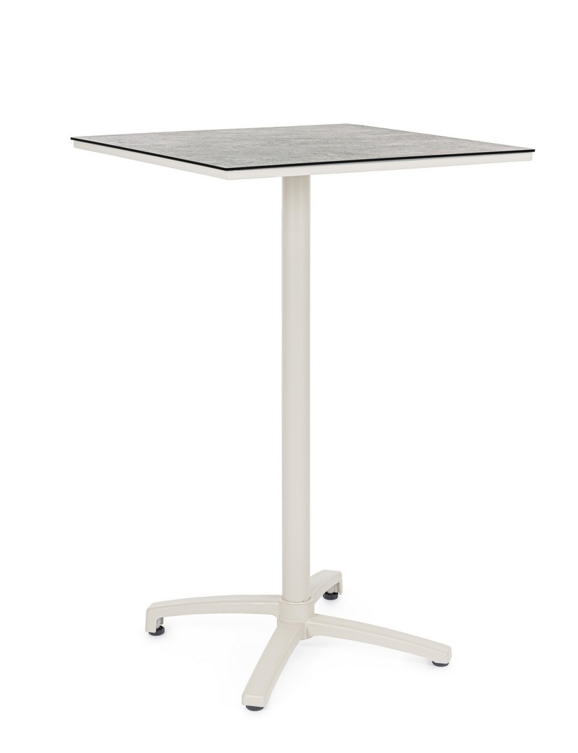 Stolik restauracyjny CLARET kremowy 70x70 alumniowy z blatem z HPL Bizzotto