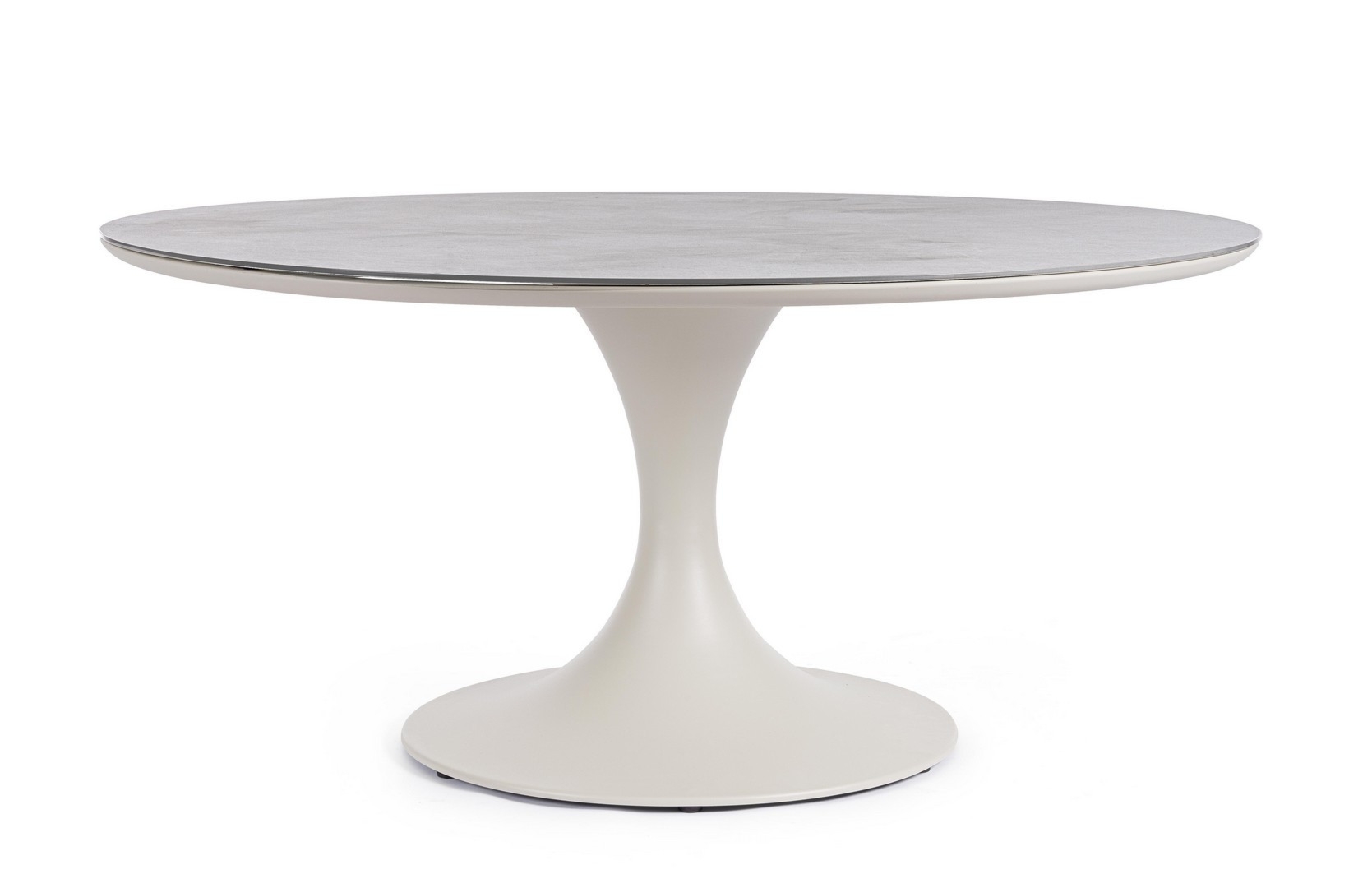 Okrągły stół ogrodowy ARNOLD Ø158 aluminiowy z blatem ze spieku kwarcowego Bizzotto