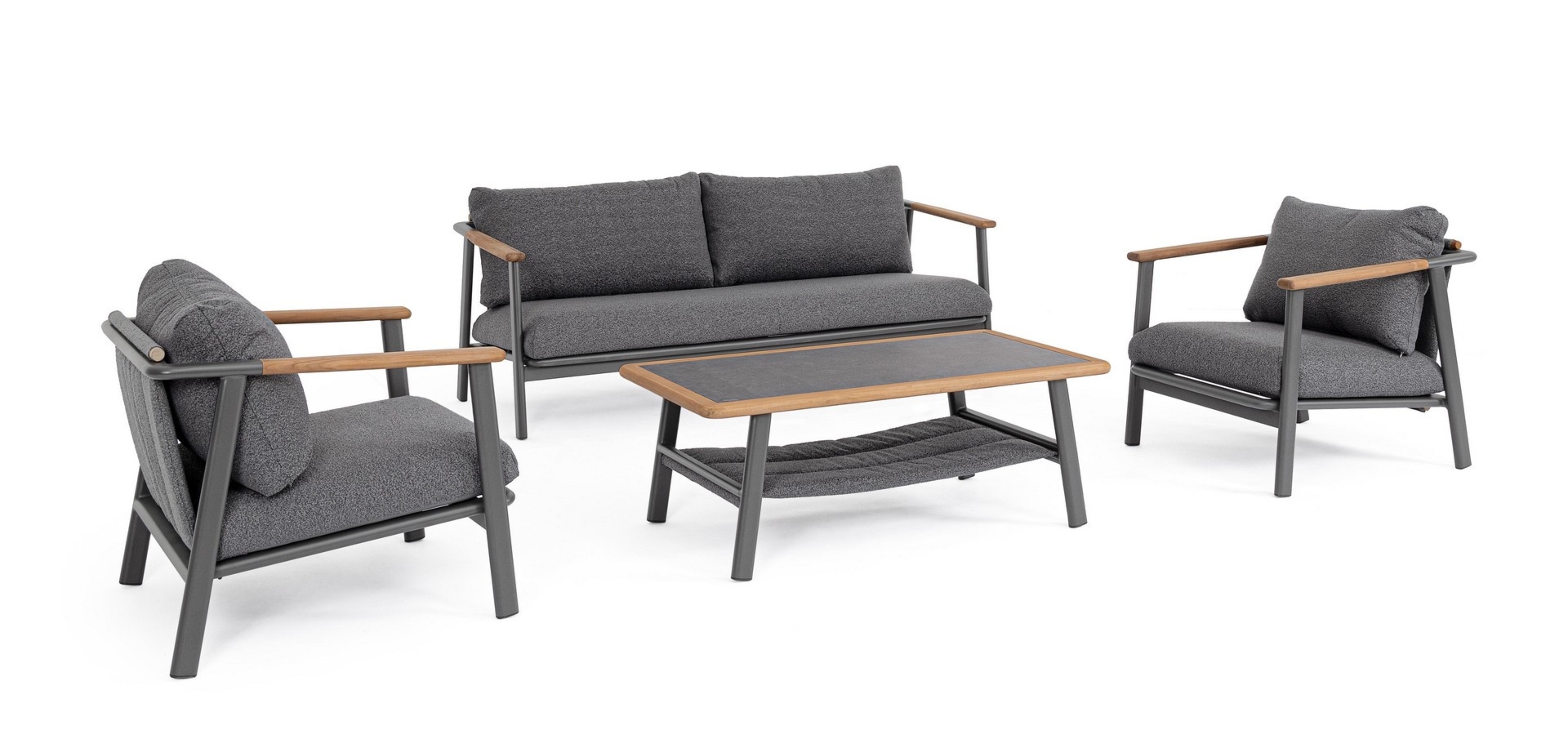 Zestawy mebli ogrodowych LEONIDA antracytowy aluminium/teak Bizzotto