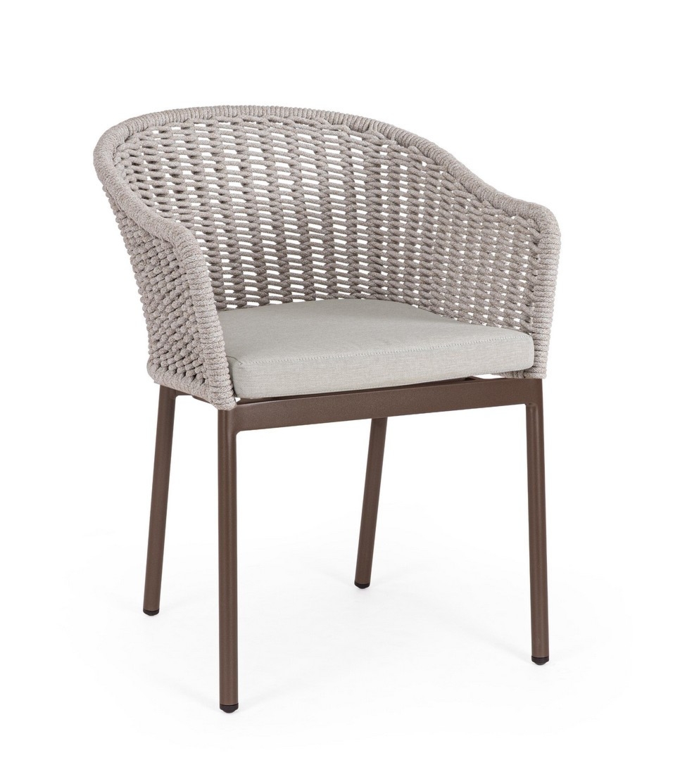 Krzesło ogrodowe SALINES czekoladowe 57x58 aluminiowe lina poliestrowa Bizzotto