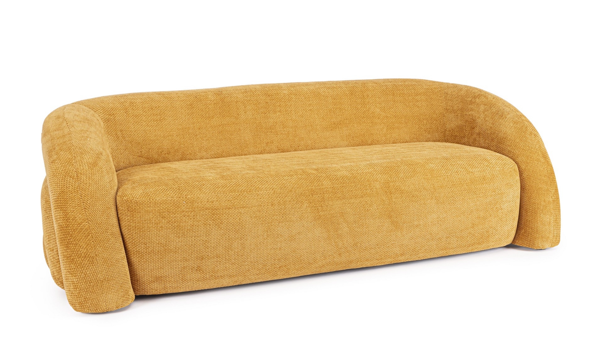Sofa Clemence musztardowy 200x89x61 PET i PU Bizzotto