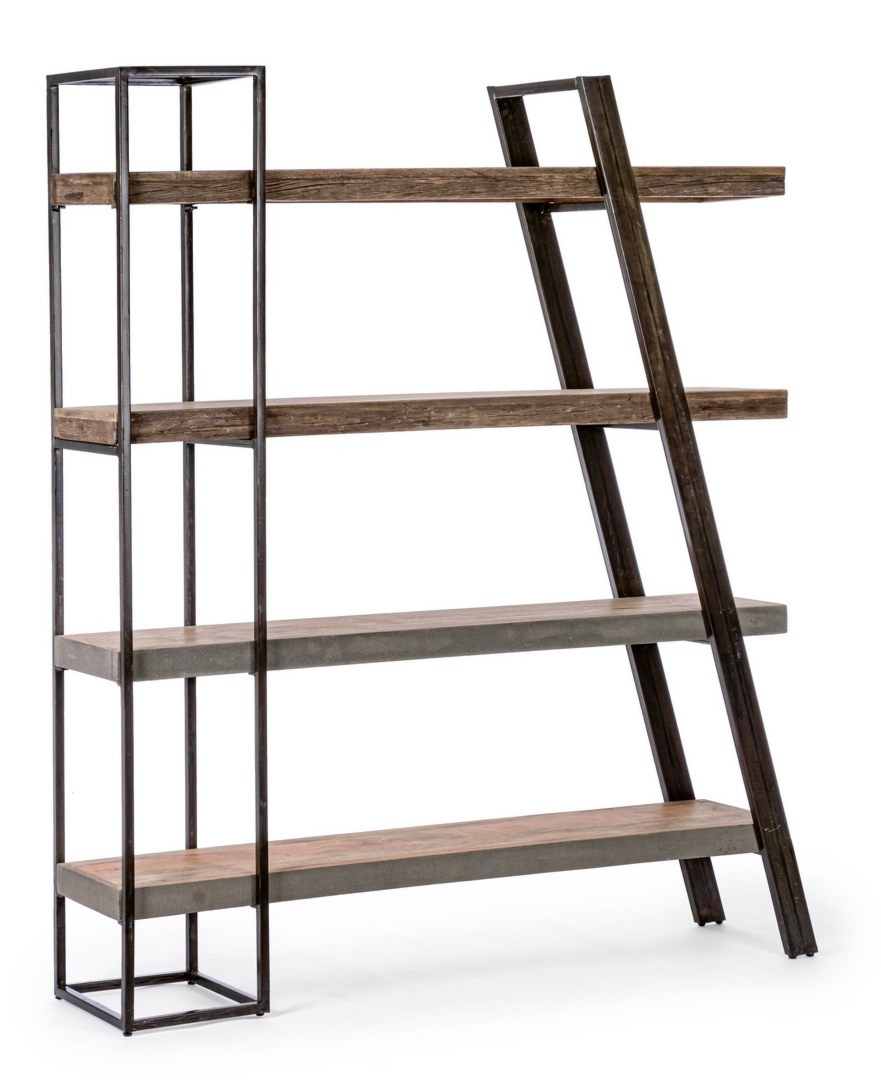 Regał Manchester brąz 150x35x180cm drewno z recyklingu i stal Bizzotto