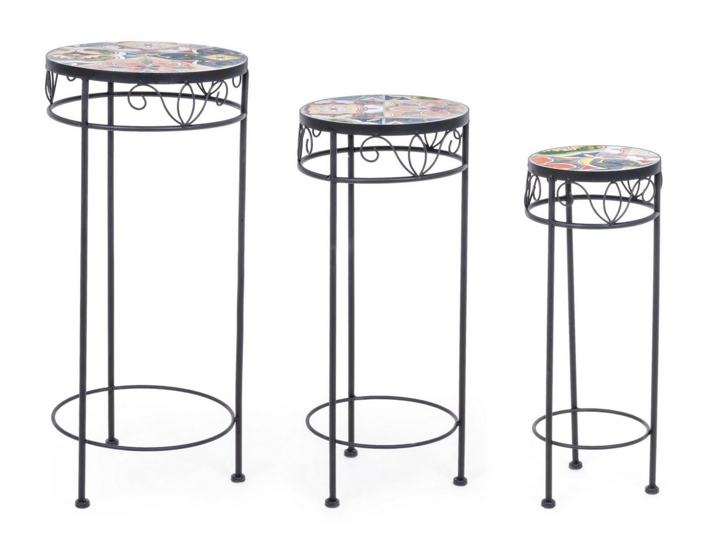 Zestaw 3 stolików PALOMA Ø30,Ø25,Ø20 stalowych Bizzotto