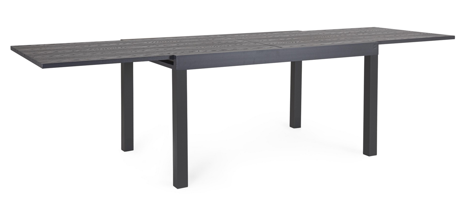 Stół ogrodowy rozkładany CLIV czarny 135/270x90 aluminiowy z efektem drewna Bizzotto