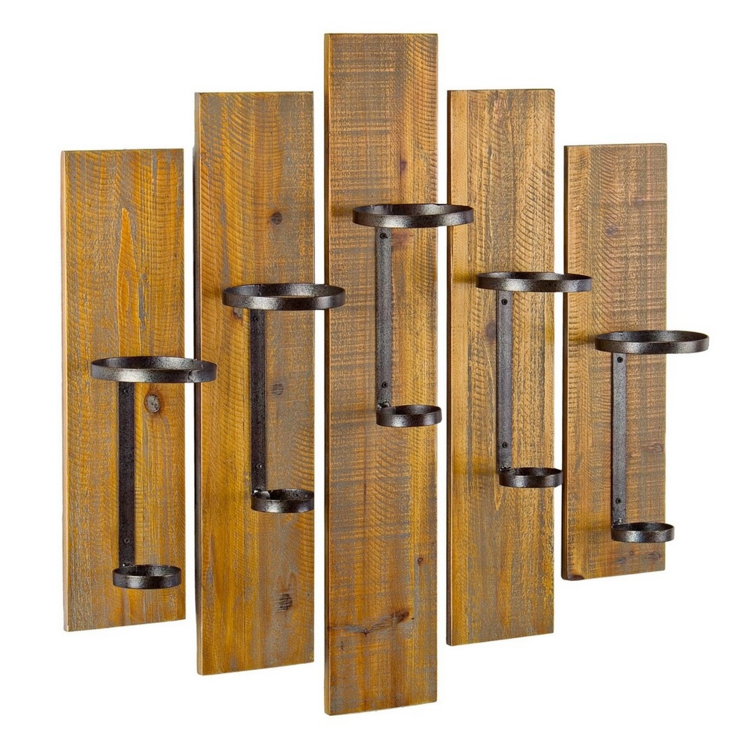 Półka na wino Cru naturalna 61x12x61cm drewno jodłowe i stal Bizzotto