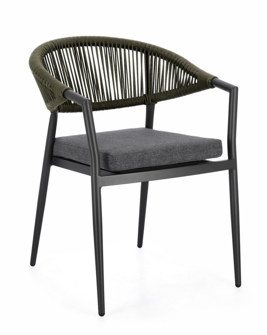 Krzesło ogrodowe MILLOR antracyt / zielony 57x61 aluminiowe Bizzotto