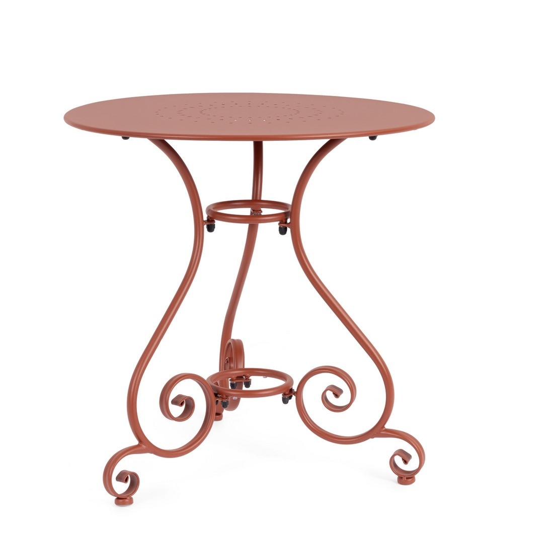 Okrągły stolik na balkon ETIENNE czerwony Ø70 stalowy Bizzotto