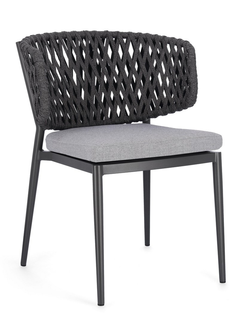 Krzesło ogrodowe NOELIA antracyt/szary 60x64 aluminiowe z liną tetoronową Bizzotto