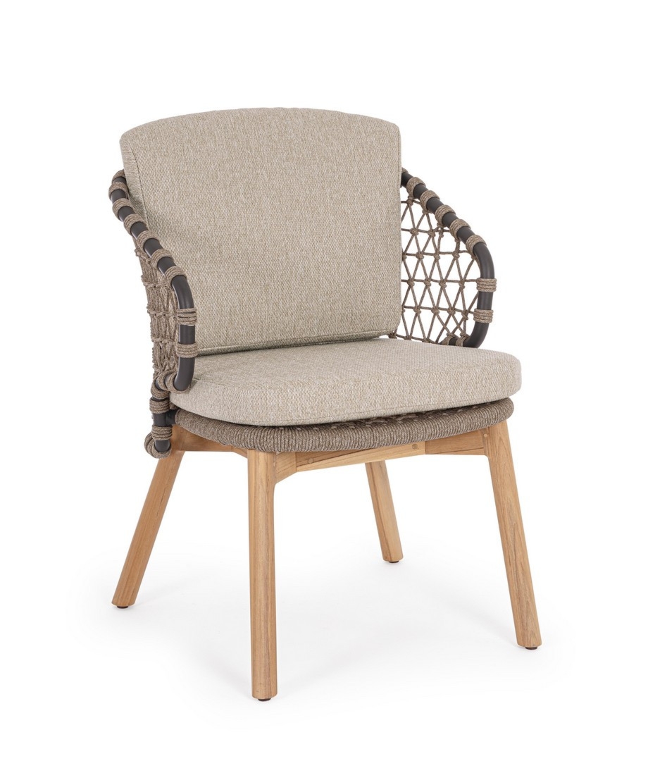 Krzesło ogrodowe EULARIA beżowe 61.5x69 aluminium teak Bizzotto