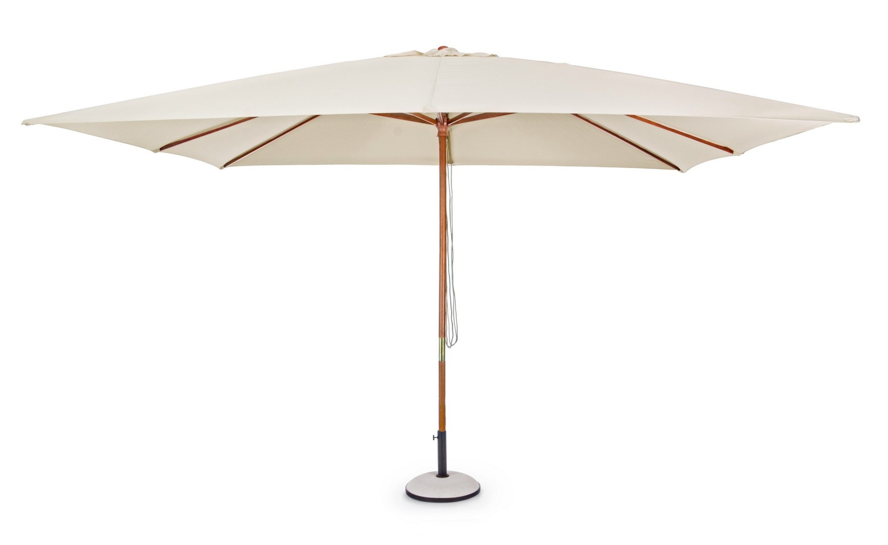 Parasol z nogą centralną SYROS naturalny 400x300 z drewna Bizzotto