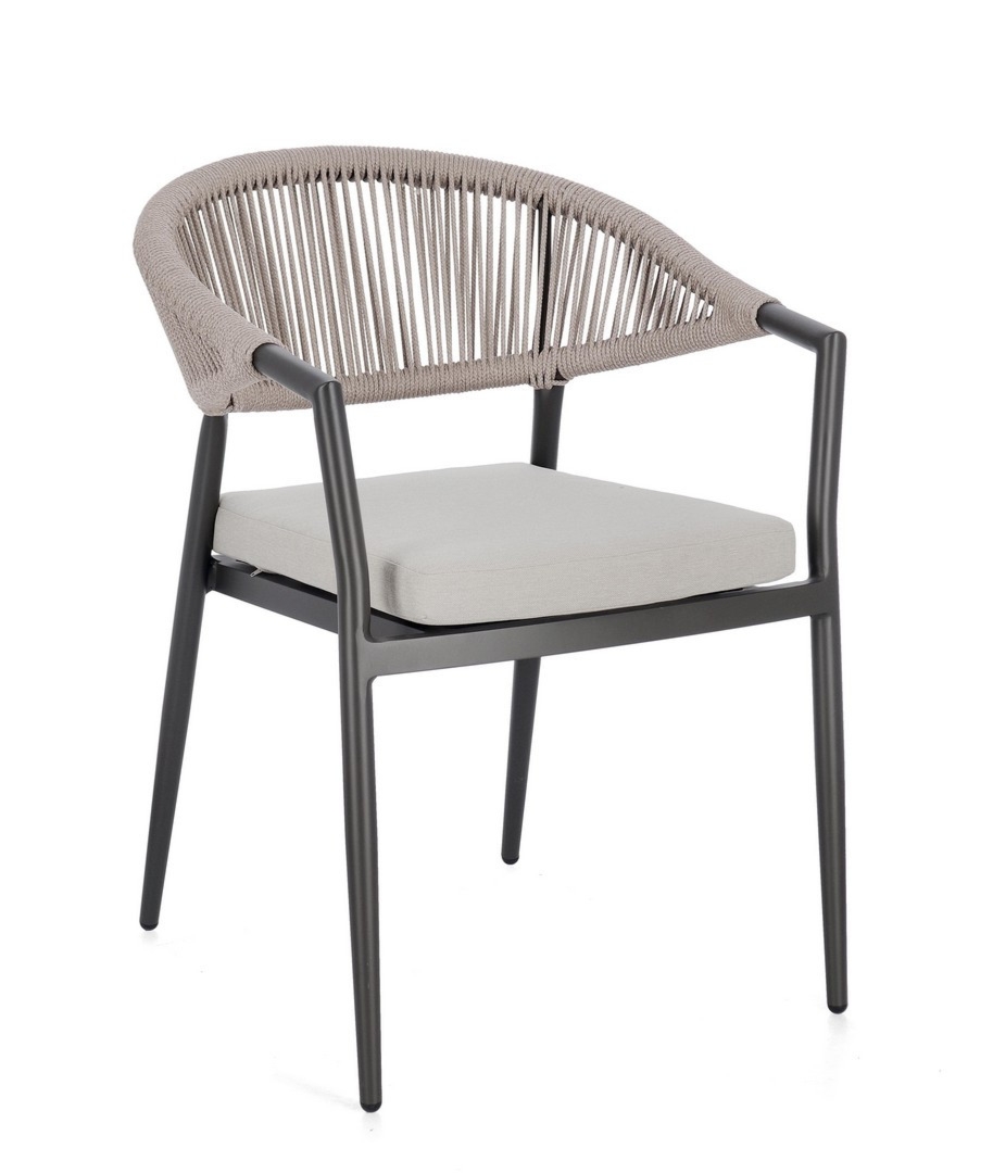 Krzesło ogrodowe MILLOR antracyt - beż 57x61 aluminiowe Bizzotto