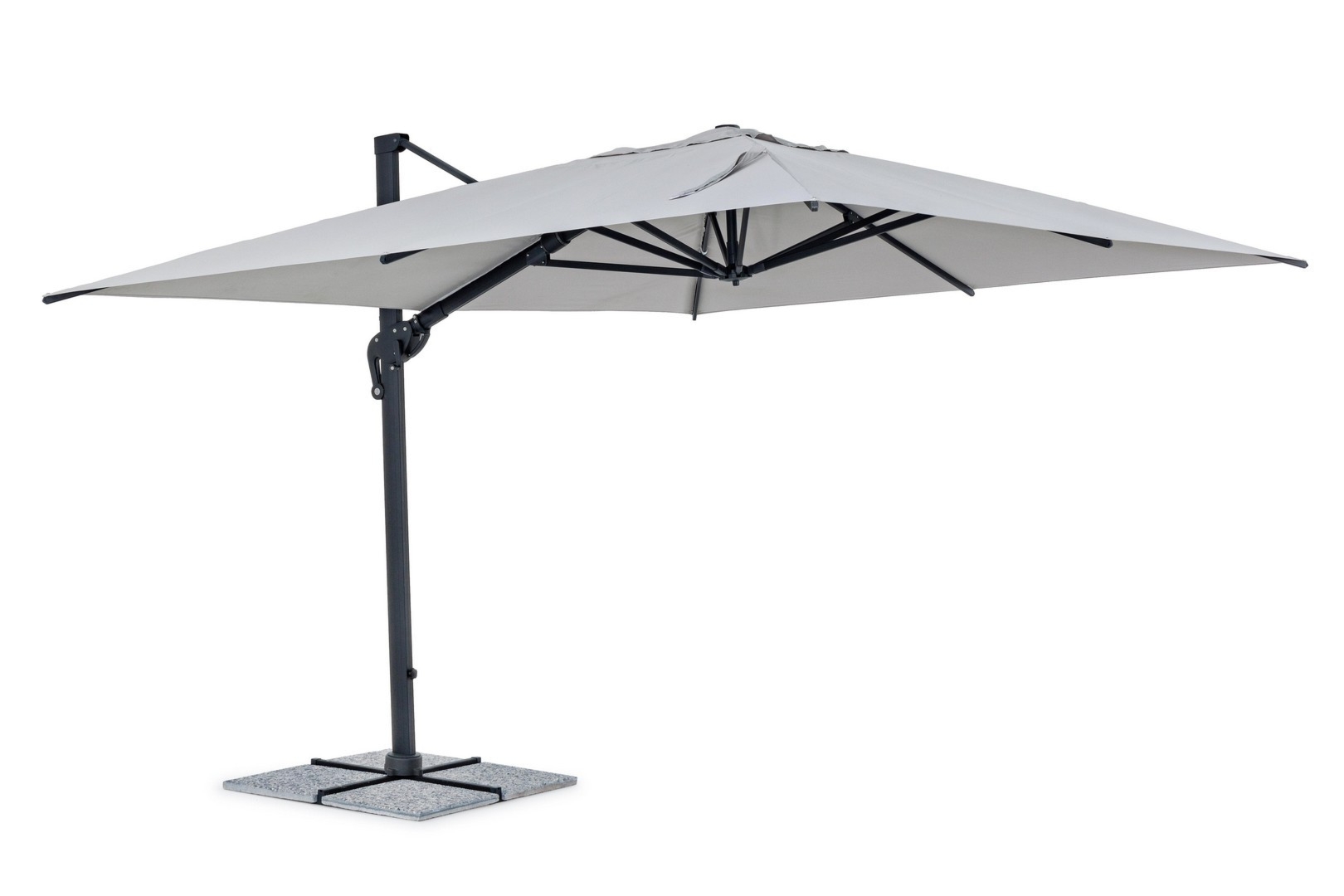 Prostokątny parasol z nogą boczną INES antracytowo szary 400x300 aluminiowy Bizzotto