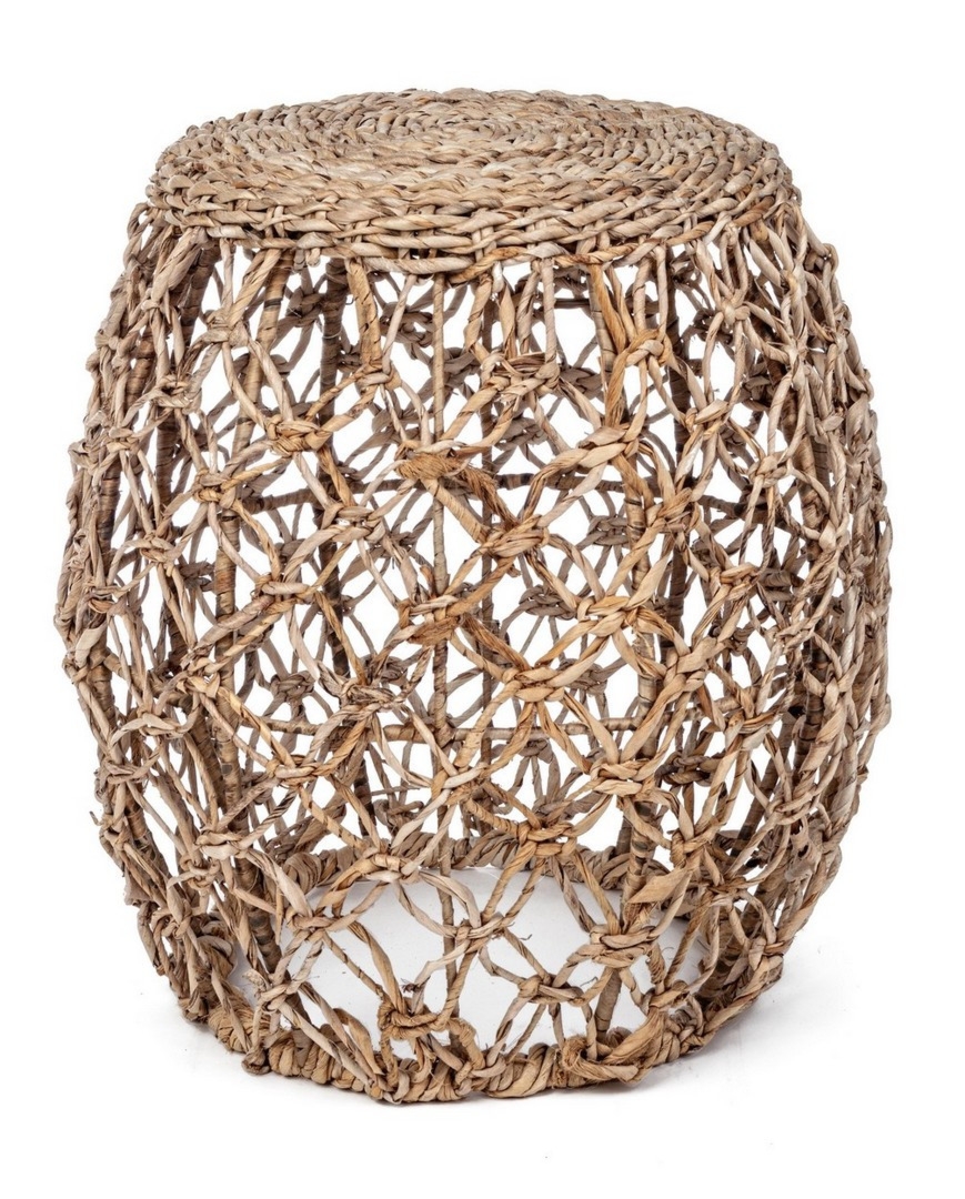Stołek Amelina naturalny Ø30x50cm stal plecionka bananowa Bizzotto