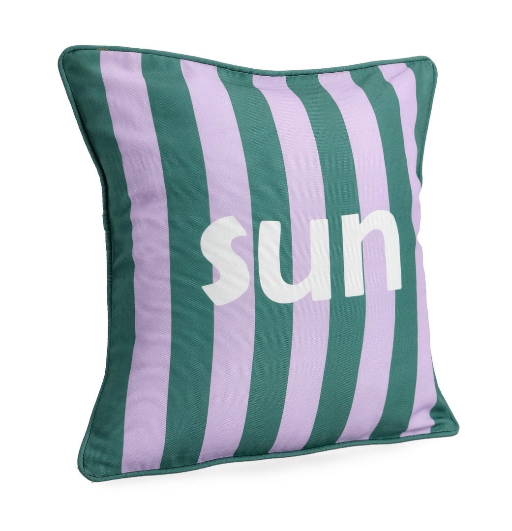 Poduszka outdoorowa KARERA zielono fioletowa 45x45 wodoodporna z poliestru Bizzotto