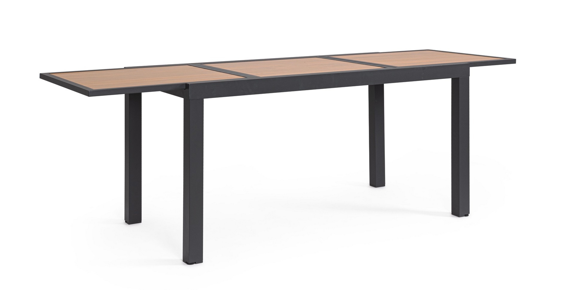 Stół ogrodowy rozkładany HILIJA antracyt 140/210x77 aluminiowy z efektem drewna Bizzotto