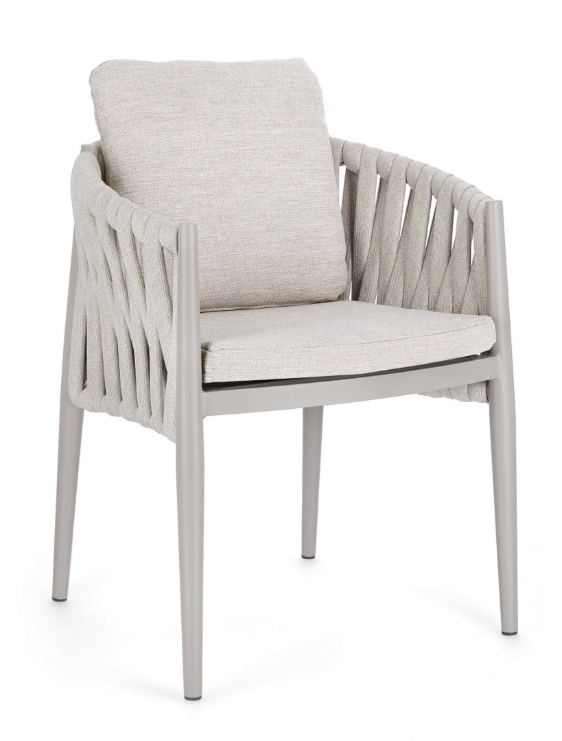 Krzesło ogrodowe JACINTA beżowe 63x60 aluminiowe z liną tetoronową Bizzotto