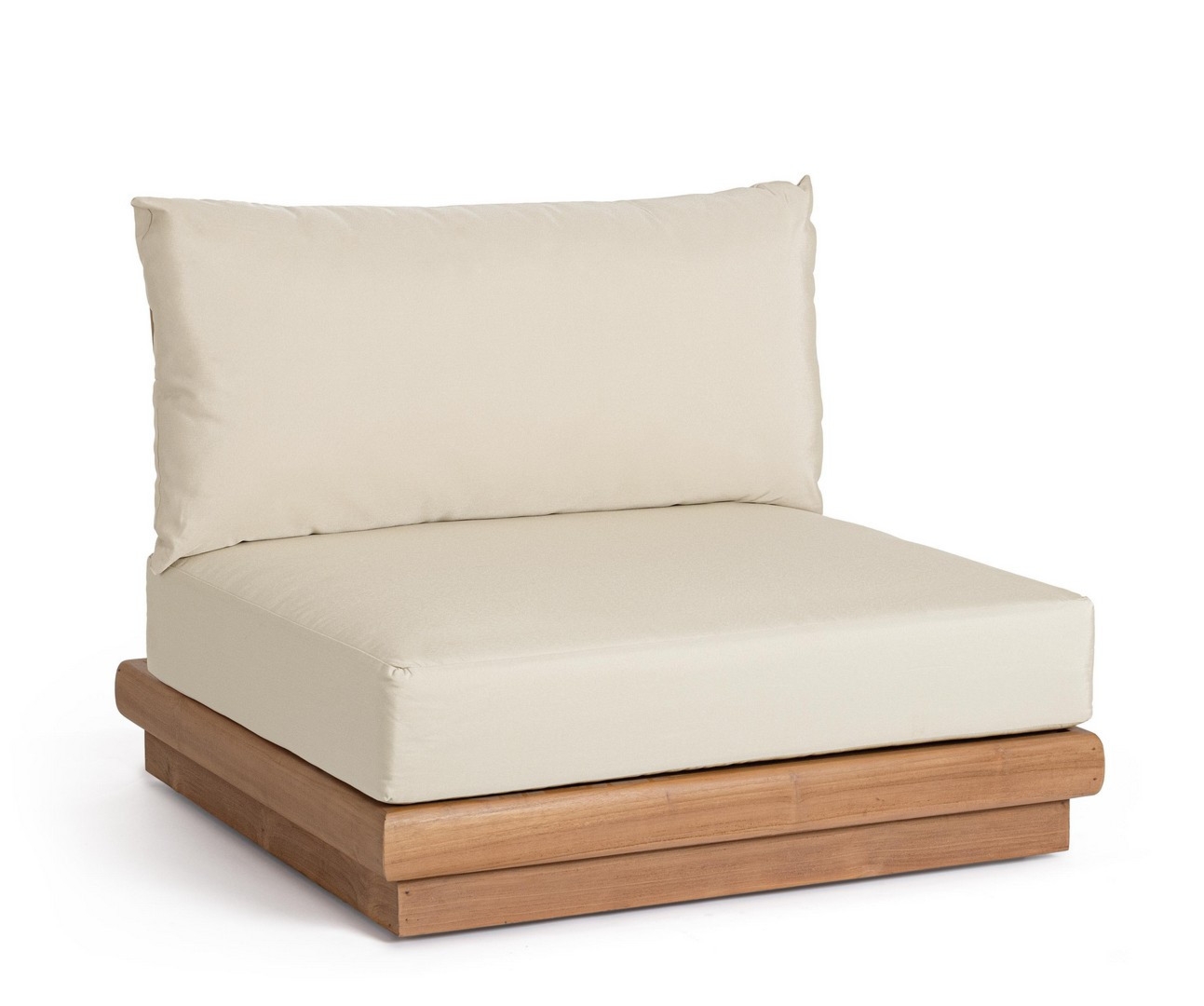 Fotel ogrodowy / moduł DELGADA lniany 94x94 z drewna teak Bizzotto