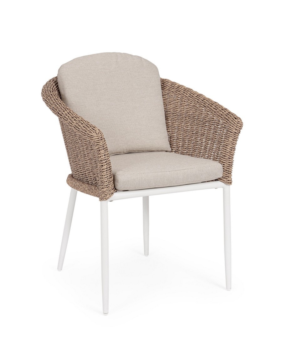 Krzesło ogrodowe OCEANA białe 63x63 aluminiowe z plecionką z włókna syntetycznego Bizzotto