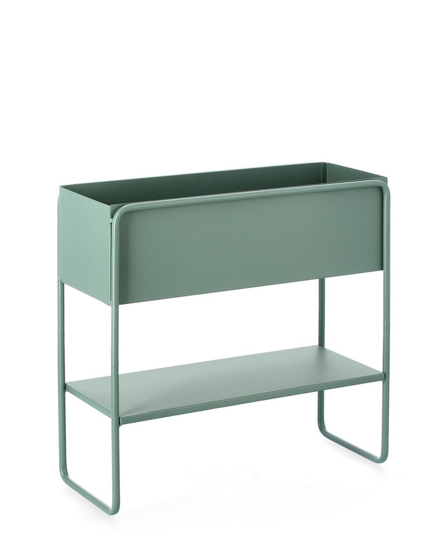 Stojak na donice MADELYN szałwiowy 45x18x44h stalowy Bizzotto