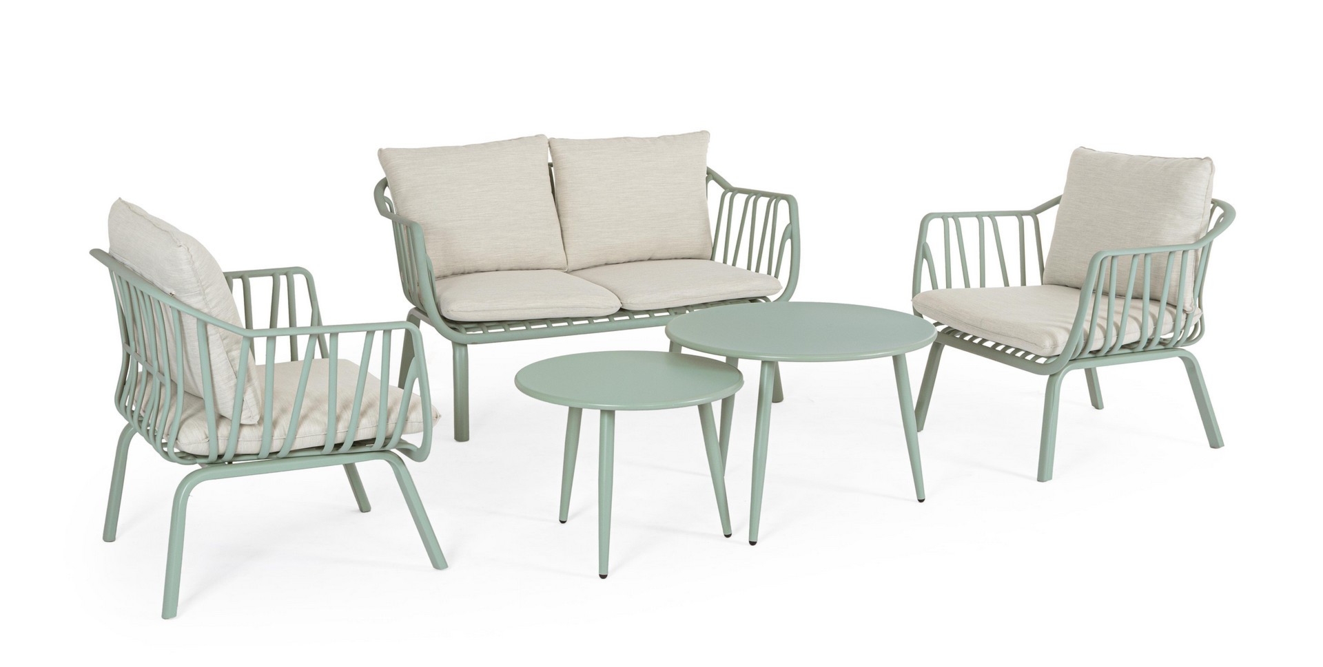 Zestaw sofa 2 fotele i stolik NIXIE zielony  z polipropylenu Bizzotto