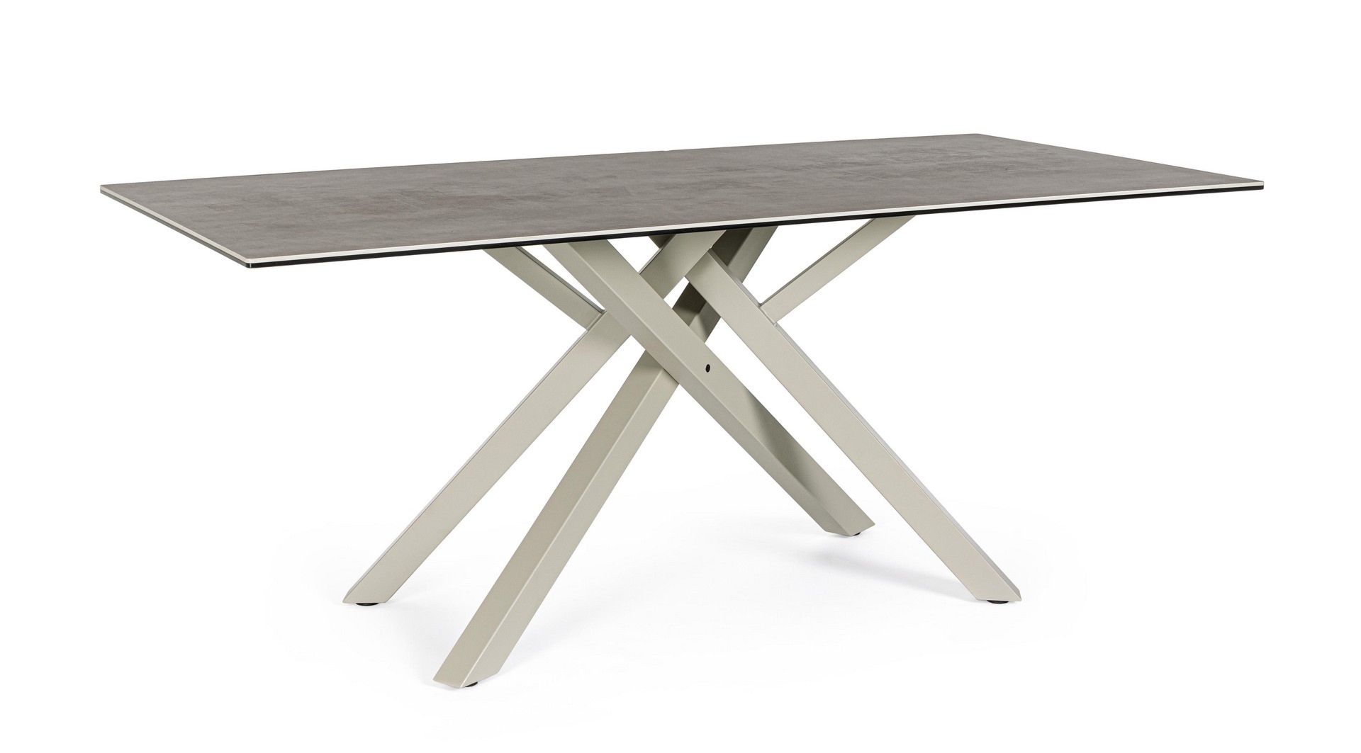 Stół Sean szary 180x90x76cm ceramika ze szkłem hartowanym i stal Bizzotto