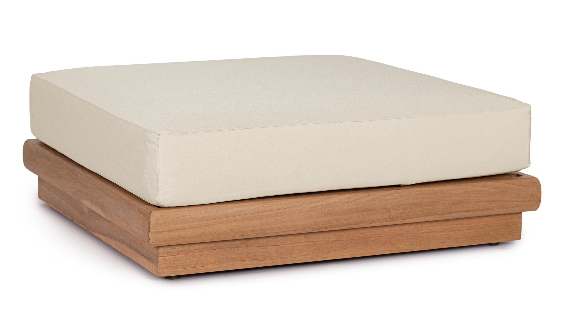 Puf ogrodowy DELGADA lniany 94x94 z drewna teak Bizzotto