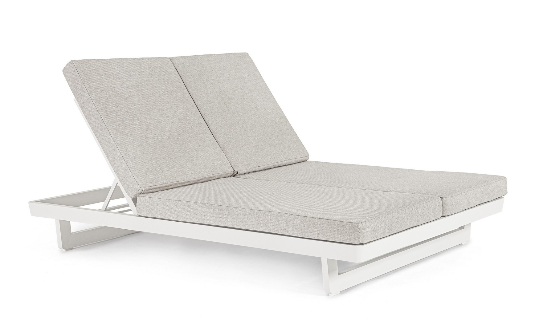 Leżak ogrodowy podwójny INFINITY biały 142x195 aluminowy z poduszką olefinową Bizzotto
