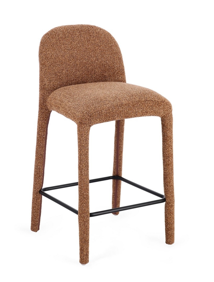 Krzesło Antara terakotowe 50x44x92cm tapicerka bouclé PET stal Bizzotto