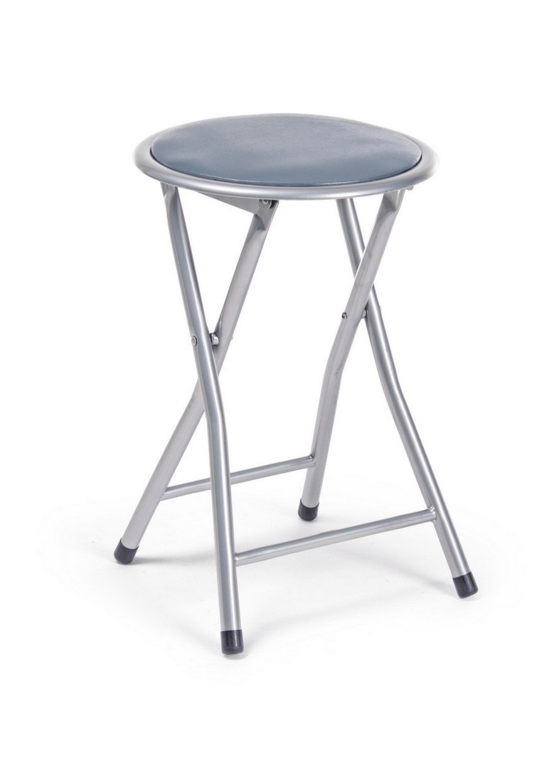 Stołek składany Joy szary Ø30x45h stal i PVC Bizzotto