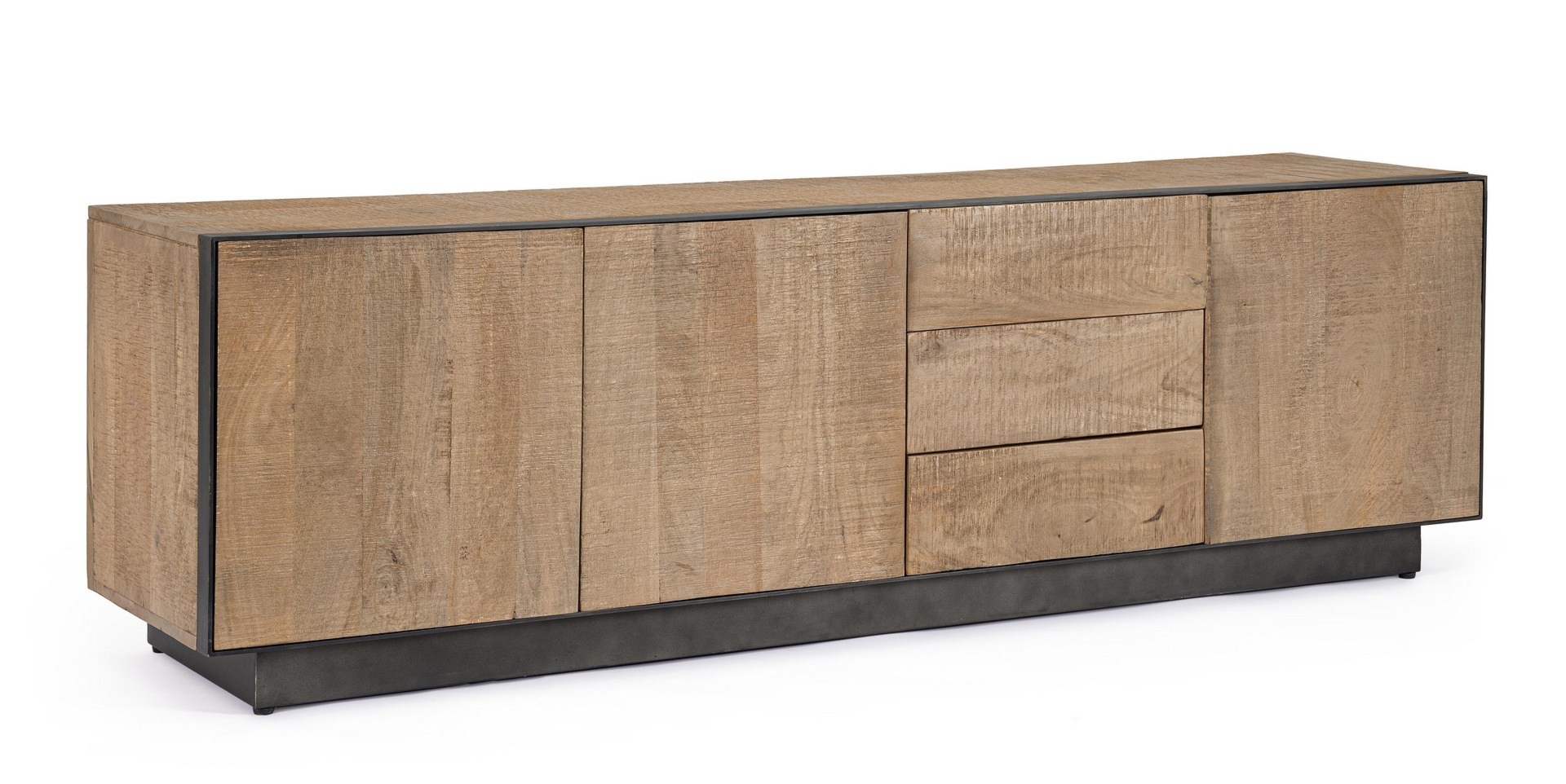Szafka RTV Harold naturalne 180x44x55cm drewno mango stal Bizzotto