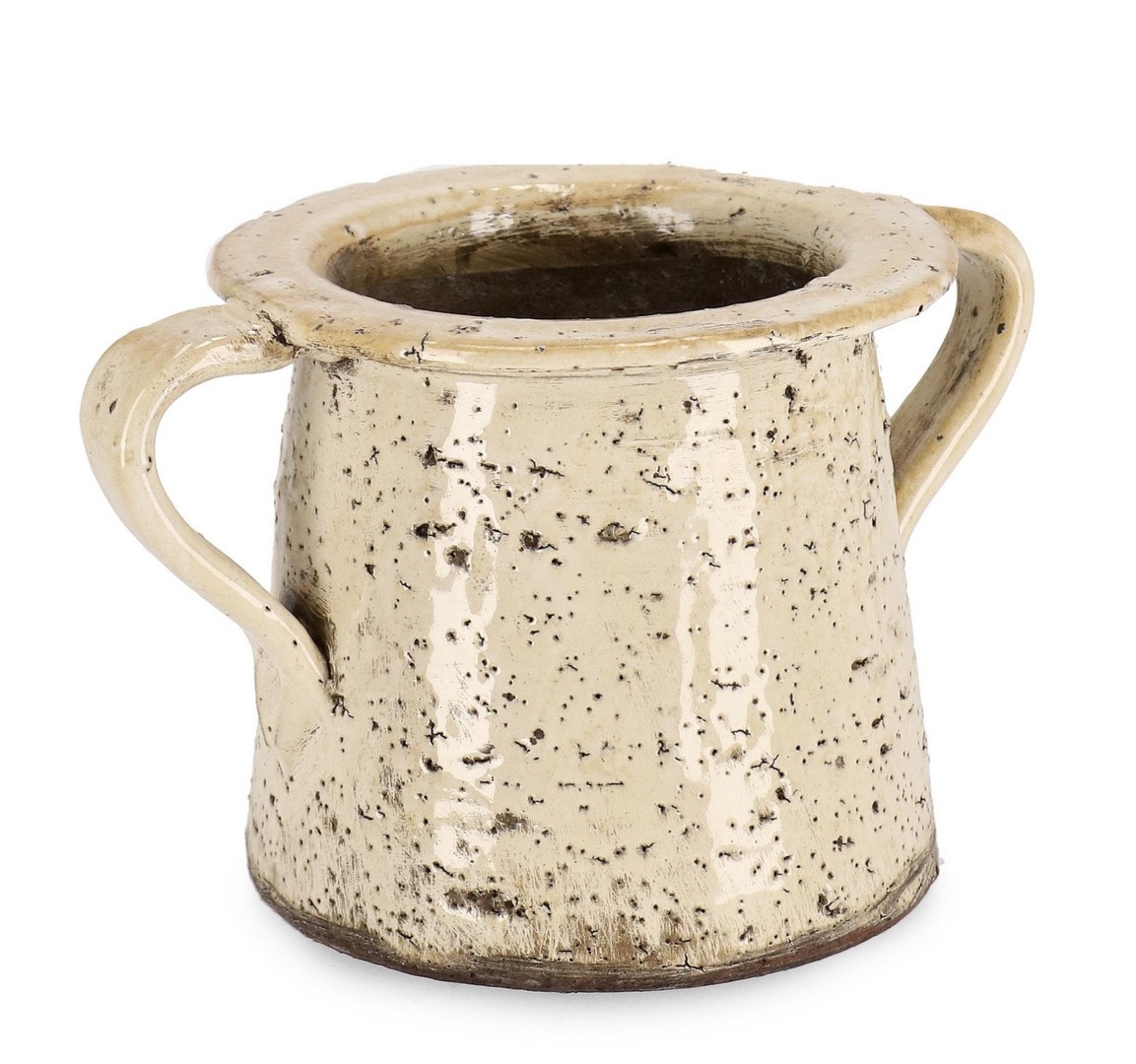 Wazon wykonany ręcznie DARUMA beżowy 22x16x15,5h z terakoty Bizzotto